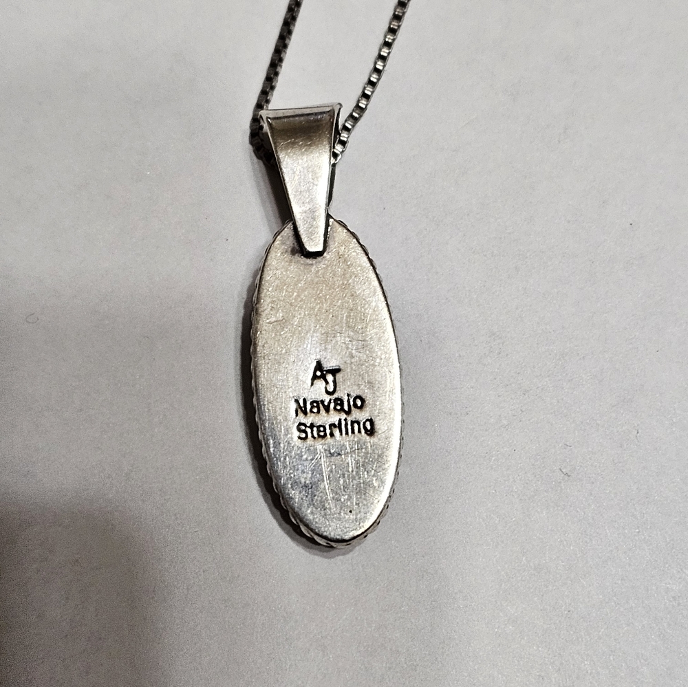 Silversmith Alvin Joe Sleeping Beauty Turquoise Pendant with Necklace 925 - Picture 2 of 2